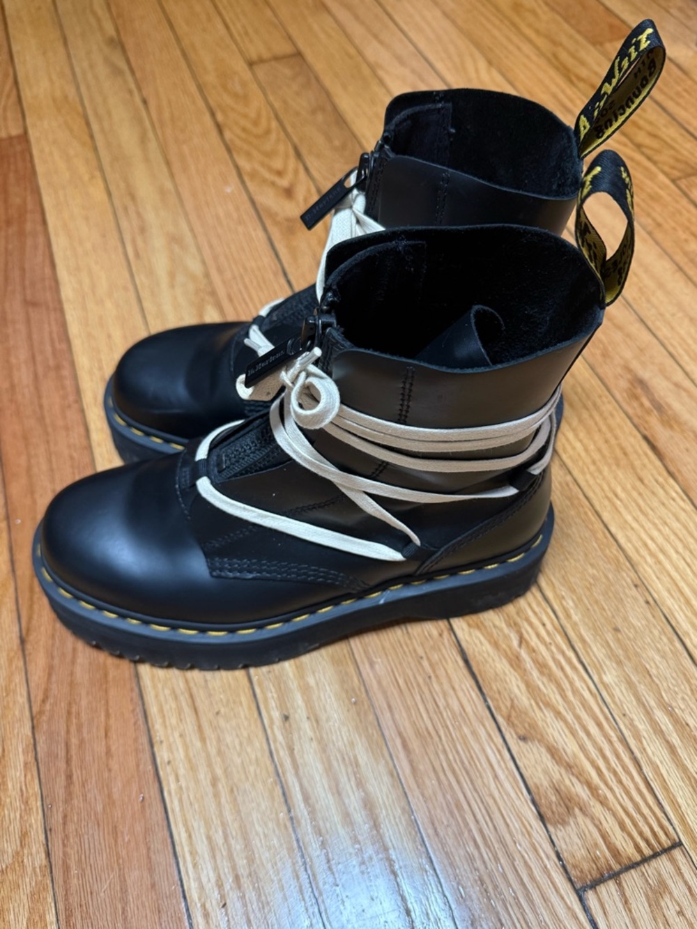Dr. Martens Black Leather Combat Boots – Zip Front / Platform Style - Picture 3 of 7